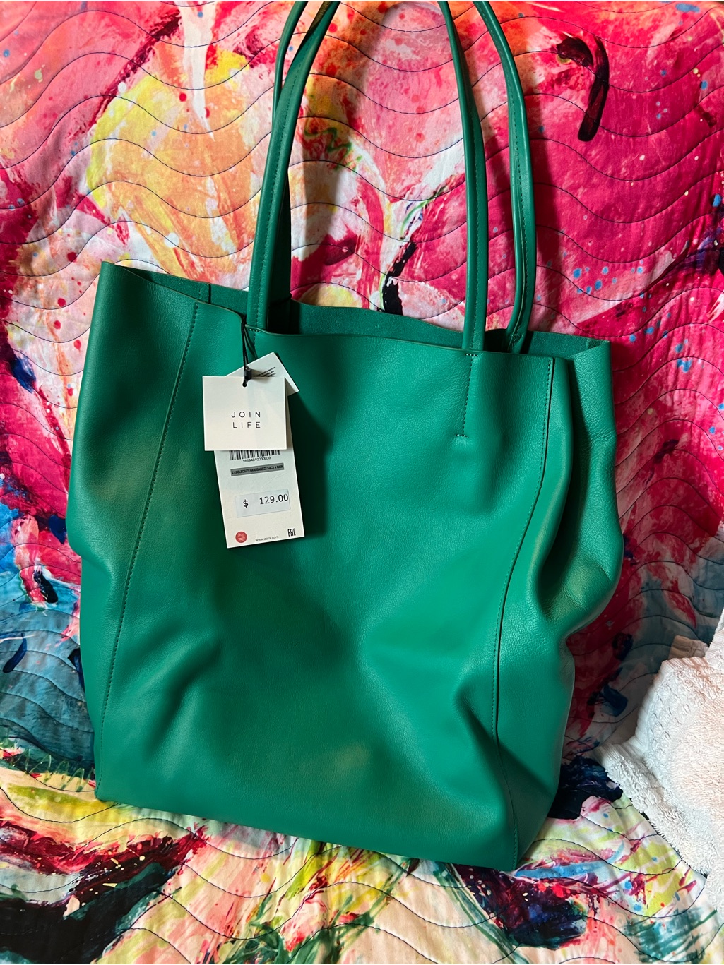 Green Leather Tote Bag